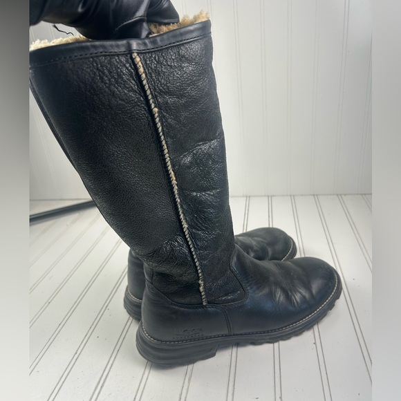 UGG Brooks Tall Black Leather Women's Casual Boots Size 9 SEE PHOTOS - Picture 14 of 15